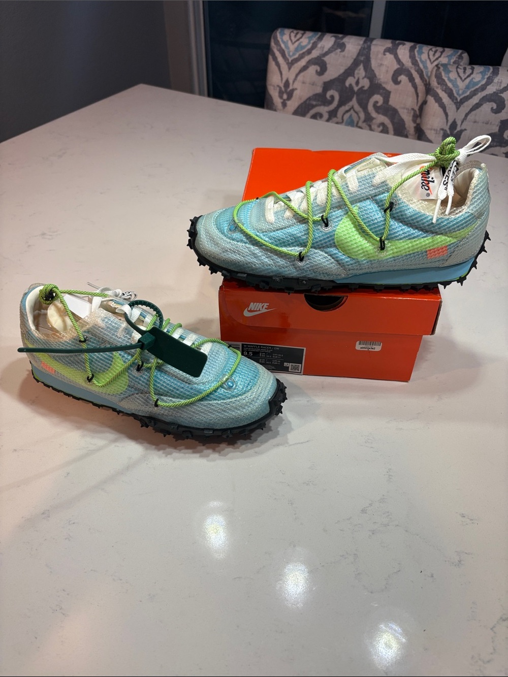 Nike Kids Light Blue and Neon Green Trail Sneakers